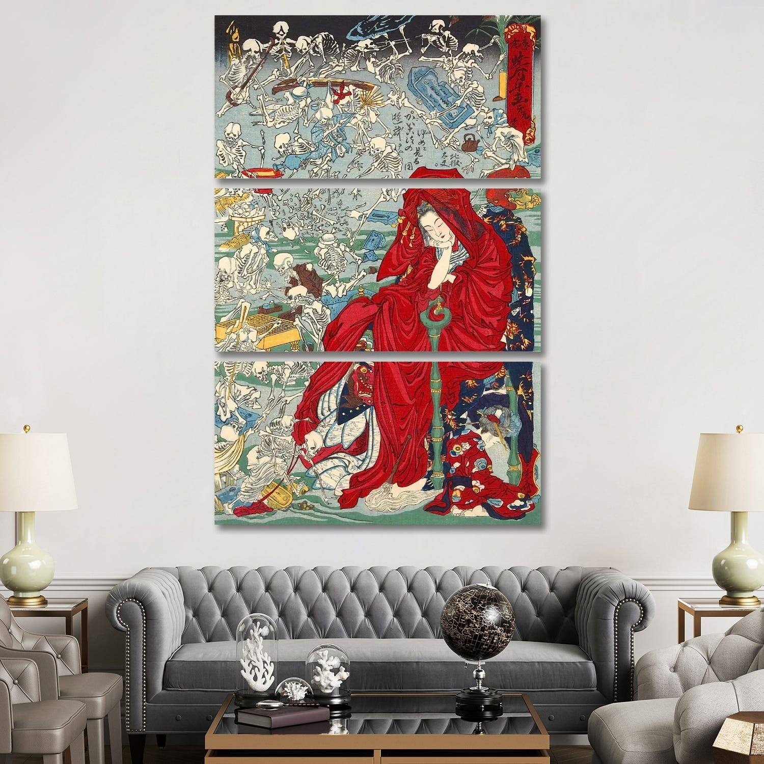 iCanvas "Jigoku Dayu (hell Courtesan)" by Kawanabe Kyosai 3Piece